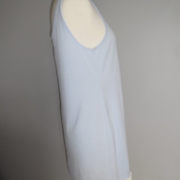 Eileen Fisher Scoop Neck Long Silk‎ Jersey Tank Top Blue Sleeveless Shirt - Picture 8 of 9